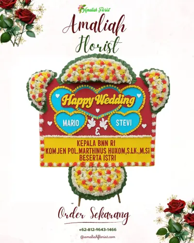 Karangan Papan Bunga Pernikahan di Jagamukti